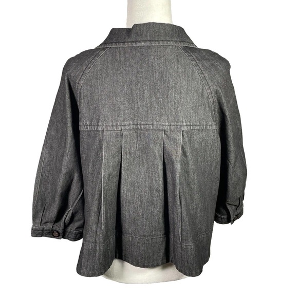 Cambridge Dry Goods Black Smock Short Dress Denim Jacket 3/4 Sleeve XL - Picture 3 of 9